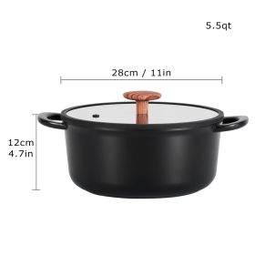 11 Inch Non-Stick Ceramic Soup Pot With Glass Lid , Dishwasher Safe, Suitable For Gas And Induction Cooktops, Free PFOA,PFOS (Option: 24cm)