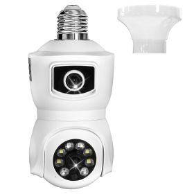 1Pc Dual Lens Security Camera E27 Light Socket Surveillance Camera 1080P WiFi IP Camera With APP Control AI Human Detection Full Color Night Visi (Color: White)