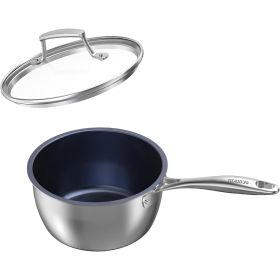 2.2 Quart Titanium Alloy Stainless Steel Multifunctional Household PFOA-free Non-stick Frying Pan With Lid, Dishwasher-safe, Oven-safe, Suitable (Option: Stainless steel)