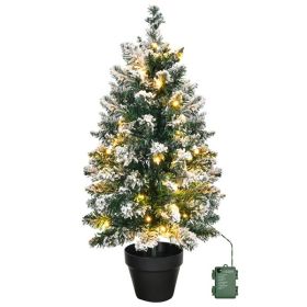 2ft Green Plush 30 Light, Warm Color 8 Mode, Battery Box Control, 70 Branches, Plastic Basin Base, PVC Christmas Tree Material (Option: 2ft)