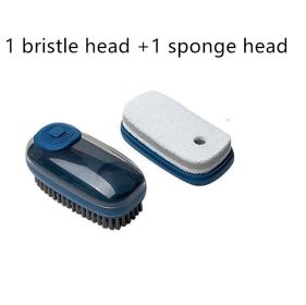 Multifunctional Automatic Liquid Cleaning Brush Soft Shoe Brush Clean Wash Shoe Artifact Laundry Brush Household Brush Clothes (Option: Blue Replacement head)