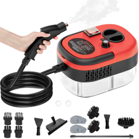 Handheld Steam Cleaner, Steamer For Cleaning, 2500W Pressurized Steam Cleaner With 1.2L Water Tank And 12 Attachments, Portable Steamer Cleaner F (Color: Red)