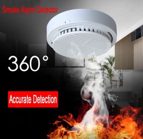 Smoke Detector Fire Gas Alarm Detector With Battery Photoelectric Sensor Alert Warning (Color: White)