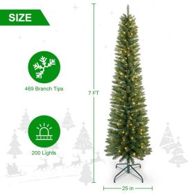 PVC, Christmas Tree, Christmas Decorations, Green, With Lights (Option: 7ft)