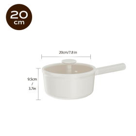 2 Piece Set 6.3 Inch,7.87 Inch ,1.5 QT,3 QT, Aluminum Mini Pots With Detachable Handles And Glass Lids ,Free Of PFOA,PFOS, Dishwasher Safe, Compa (Option: 20cm-White)