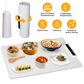 Electric Warming Tray Smart Food Warmer Roll Up Heating Pad With Adjustable Temperature Control 3 Auto Timer Settings For Buffet Party Gathering (Option: Creamy White)