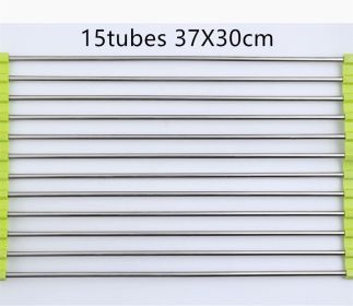 Folding Kitchen Drain Sink Rack Stainless Steel (Option: Green-15tubes 37X30cm)