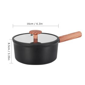 2 Piece Set 6.3 Inch,7.87 Inch ,1.5 QT,3 QT, Aluminum Mini Pots With Detachable Handles And Glass Lids ,Free Of PFOA,PFOS, Dishwasher Safe, Compa (Option: 16cm-Black)