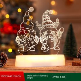 Christmas Decoration 3D Lamp Acrylic LED Night Lights New Year Valentines Day Christmas Kids Gift Christmas Ornaments (Option: Christmas Dwarf-Warm White)