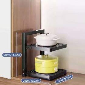 Kitchen Cabinet Pots And Pans Heavy Duty Multi-layer Adjustable Storage Rack (Option: 2Layers)