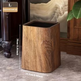 Oversized Retro Wood Grain Trash Can With Odor-proof Seal And Rectangular Flap Suitable For Living Room, Kitchen, Bathroom And Hotel Use (Option: Lidless Trash Can)