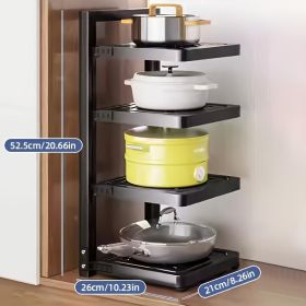 Kitchen Cabinet Pots And Pans Heavy Duty Multi-layer Adjustable Storage Rack (Option: 4Layers)
