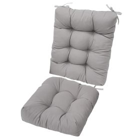 Multiple Color Options - Rocking Chair Cushion Set Upper And Lower Back And Seat Sets With Non-Slip Ties Polyester Fiber Filling Comfortable For (Color: Grey)